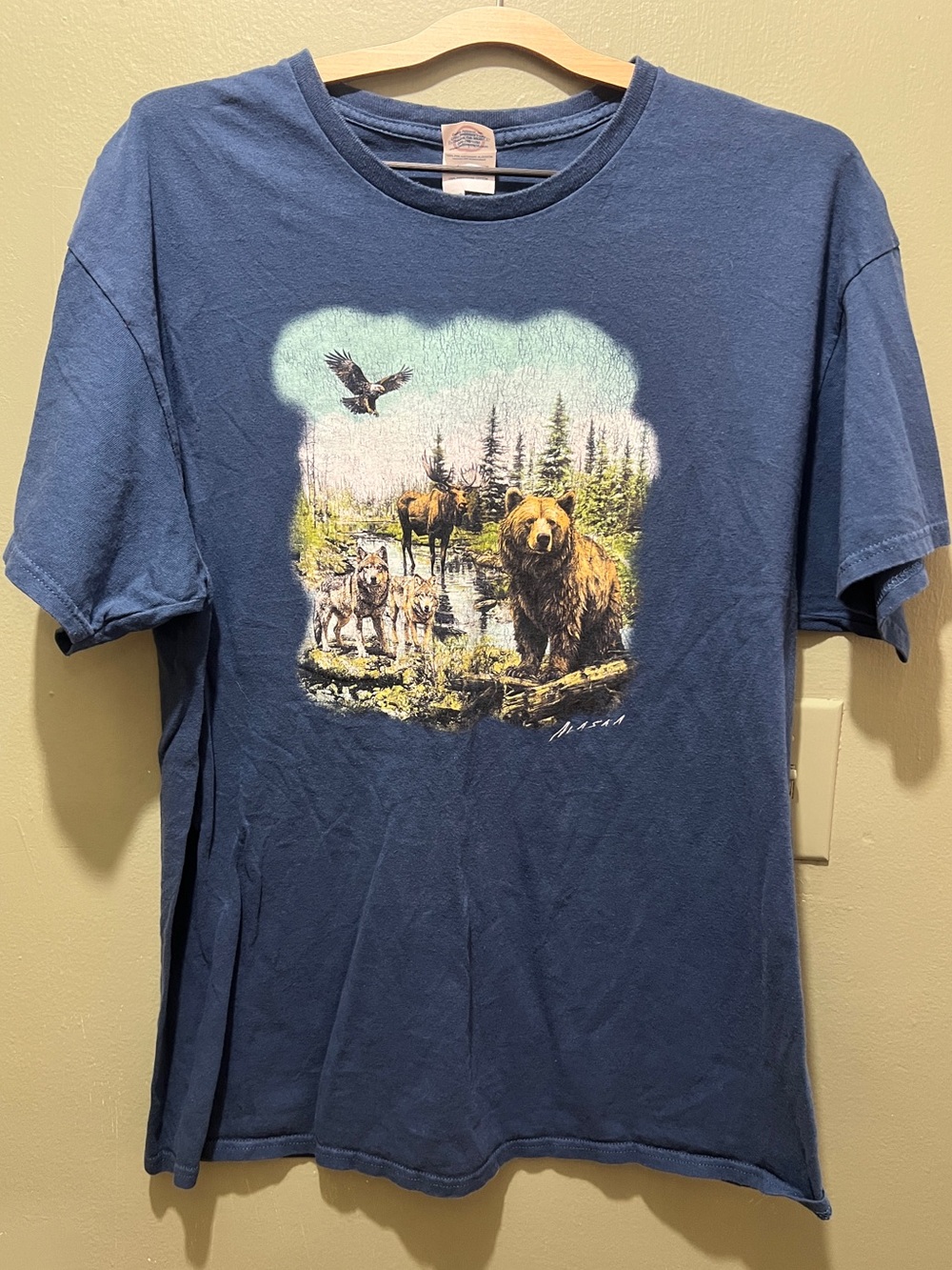 Vintage Alaska Wildlife Nature Graphic T-Shirt -XL-